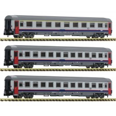 814508 Fleischmann N 3-delige set Eurofima-Wagen SNCB