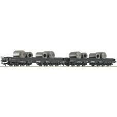 67132 Roco Set 2 delig Transportwagen + Staalrollen NS