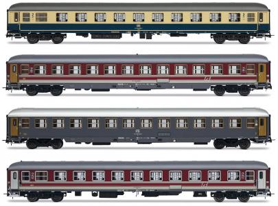 HR4375 Rivarossi Set personenrijtuigen “Italy-Holland-Express” van de FS en DB, tijdperk V