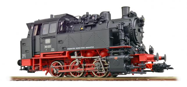 31650 ESU Stoomlocomotief BR 80 031 DB, zwart, Ep. III, LokSound, dubbele rookgenerator, rangeerkoppeling DC/AC