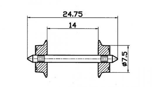 40184 H0 Roco wielstel wisselstroom, 7,5mm, 2 stuks