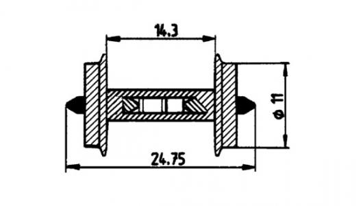 40186 H0 Roco wielstel met weerstand, 11mm, 2 stuks