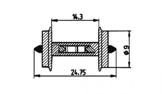 40187 H0 Roco wielstel met weerstand, 9mm, 2 stuks