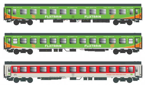 55241 ACME 3-delige set personenrijtuigen type Bom en Bomdz Flixtrain