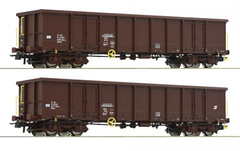 76075 Roco 2-delige Set ÖBB Eanos wagons met houtlading