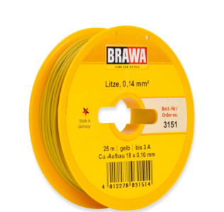 3151 Brawa draad Geel 0,14 MM² 25 meter