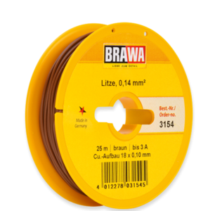 3154 Brawa draad Bruin 0,14 MM² 25 meter