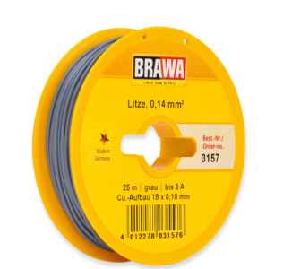 3157 Brawa draad Grijs 0,14 MM² 25meter