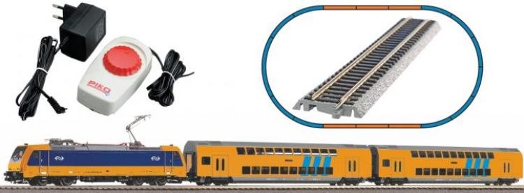 97939 Piko Startset NS Personentrein met dubbeldekkerrijtuigen analoog + rails met bedding