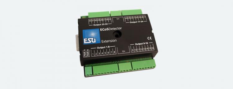 50095 ESU ECoSDetector Output Extension Erweiterungsmodul. Anschlussmöglichkeit für 32 Glühlämpchen/LEDs für Gleisbildstellpultausleuchtung oder Blocksignale