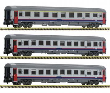 814508 Fleischmann N 3-delige set Eurofima-Wagen SNCB