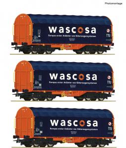 76009 Roco 3-delige wagenset schuifzeilwagens WASCOSA