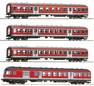 74050 + 74591 Roco 4-delige set DB Regionaaltrein inclusief stuurstand