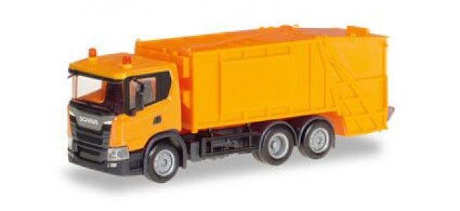 309837 Herpa Scania CG17 Pressm., oranje vuilniswagen 1:87