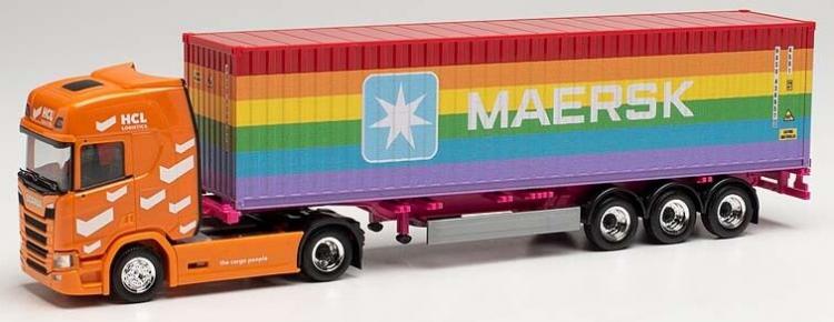 314695 Herpa Scania CR 20 C.Sz. HCL Logistics/40 ft. Maersk Rainbow 1:87