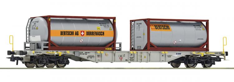 77340.B Roco Containerdraagwagen BERTSCHI SBB Cargo AAE