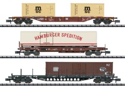 18702 Minitrix N Containerwagen-set "Containerverkehr" 3-delig