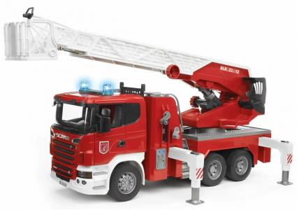 03591 Bruder Scania Brandweer ladderwagen met licht en geluid 1:16