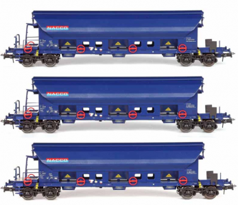 83203 B-Models Set van drie Zwenkdakwagens NACCO