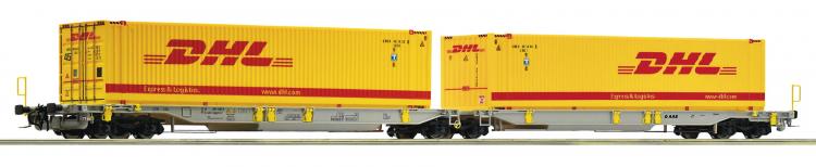 76421 Roco Doppeltaschen-Gelenkwagen AAE DHL