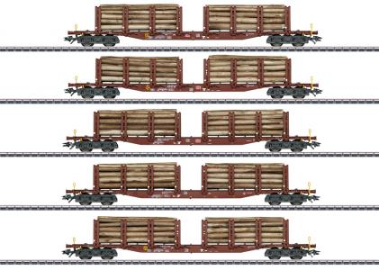 47154 Marklin Set rongenwagons voor hout-transport